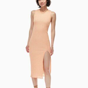Aritzia Fitted Sleeveless Orange Gingham Dress